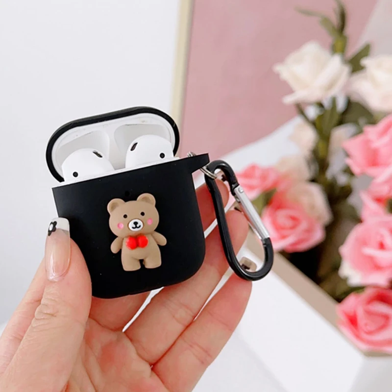

Cute Bear Case for Airpods 1/2/3/4 Soft Protective Case Bluetooth Wireless Earphone Cover for Airpods Pro 2 Case with Keyring
