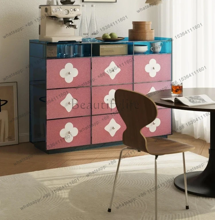 Creative acrylic living room sofa side cabinet antique storage cabinet entrance bedroom drawer cabinet designer