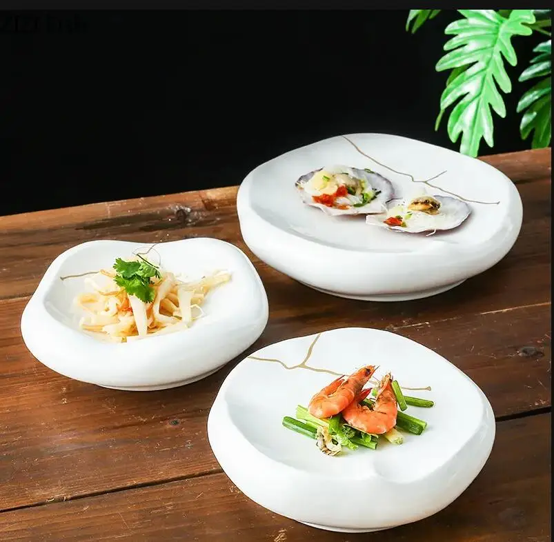 

Irregular Ceramic Tableware Restaurant Main Dish Food Decoration Serving Plate Nordic Style Home Kitchen Salad Steak