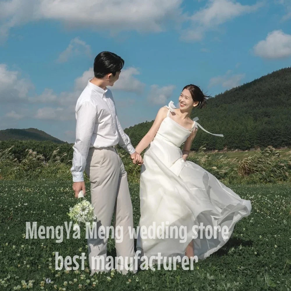 

ZHUISHU 2025 Elegant A Line Ivory Korea Wedding Dress Photoshoot Spaghetti Straps Sleeveless Organza Bridal Gown customized