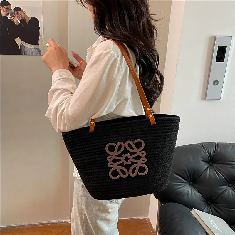 

Женская сумка для летнего отдыха на берегу моря 2025 года — повседневная тканая сумка для подмышек, большая вместимость и универсальная