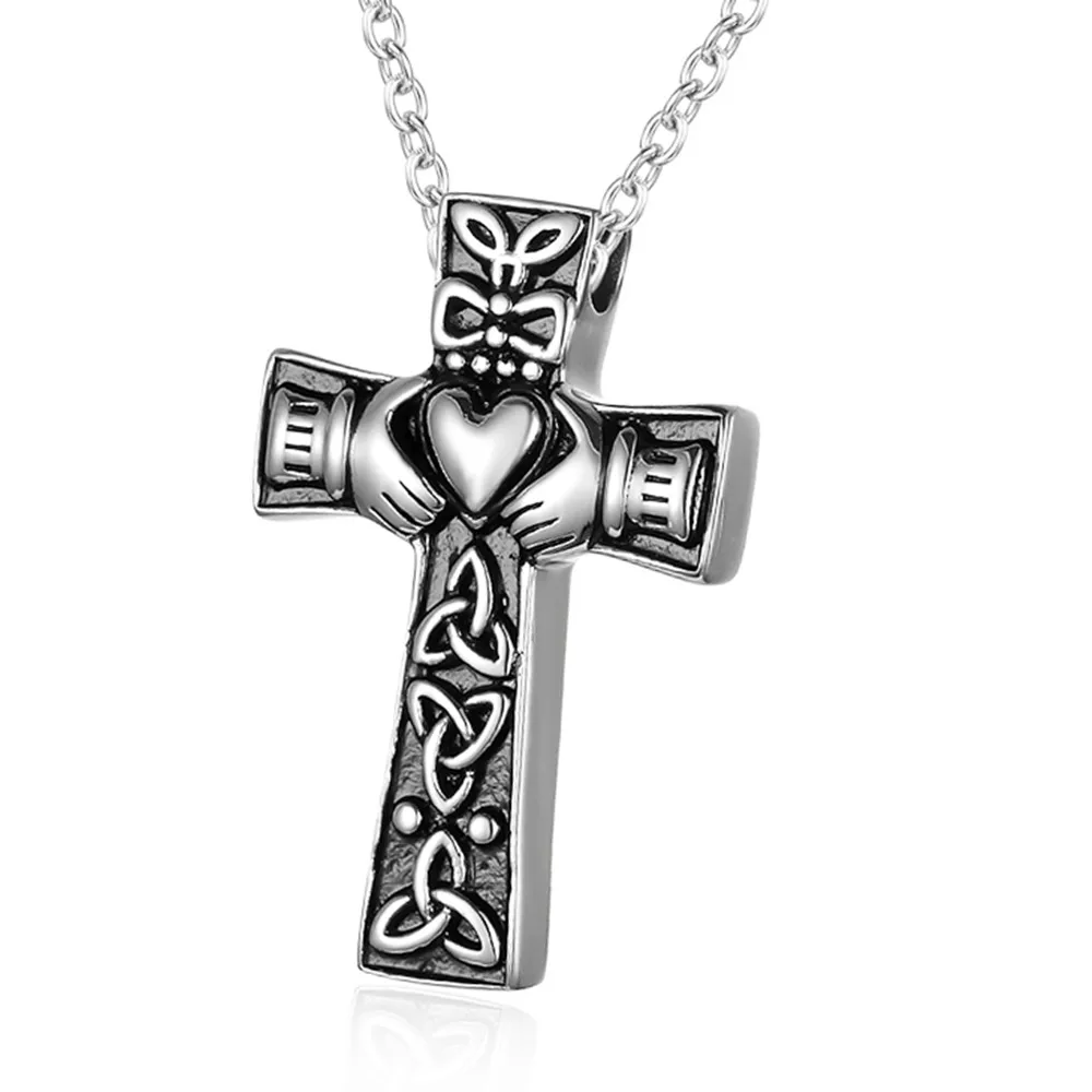 Goldene Herz-Gebets-Kreuz-Urnen-Halskette – Gedenkschmuck aus Edelstahl für menschliche Asche, Andenken-Anhänger – Detail 5