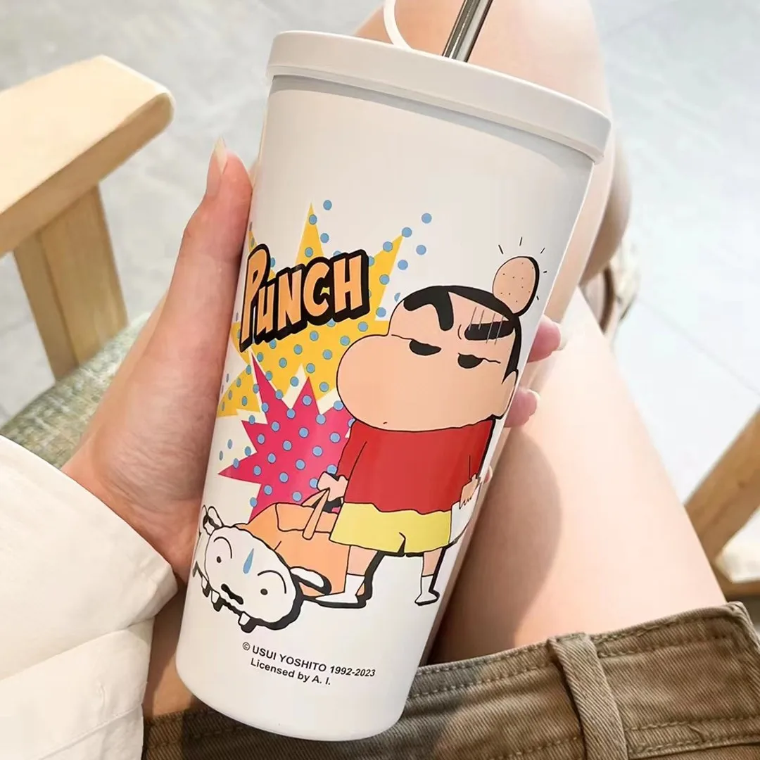 Anime Crayon Shinchanss Stainless Steel Insulated Cup Portable Cold Drink Mugs Cup Driving Water Bottle Large-capacity Straw Cup view 6