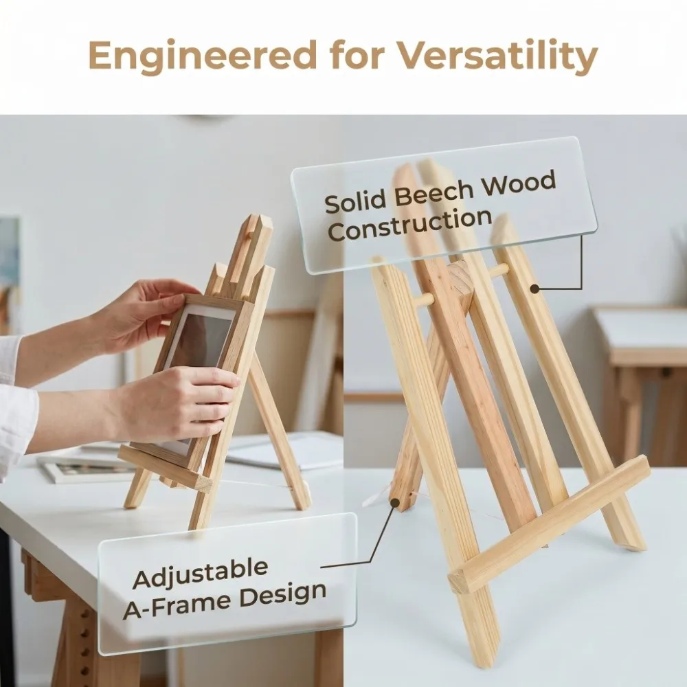 Light for Moving 28cm Wood Easel Foldable Beech Painting Easel Multi-Groove Freestanding Sketch Easel Tablet Support