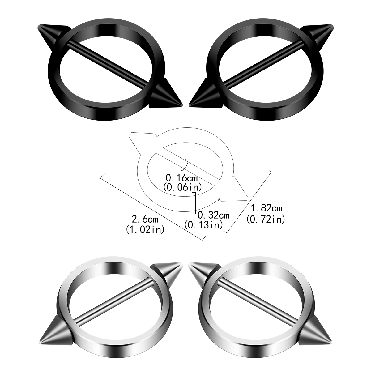 1Pair 316L Stainless Steel Nipple Ring Minimalist Alternative Geometric Breast Nail Body Piercing Jewelry for Woman