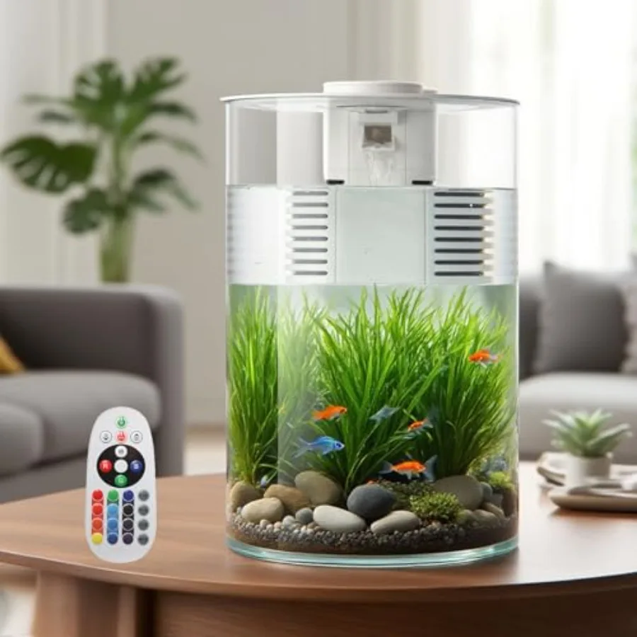 

3 Gallon Self Cleaning Fish Tank Aquarium Starter Kit for Betta Shrimp and Small Fish Nano Aquarium with Filter and Light 17 Co