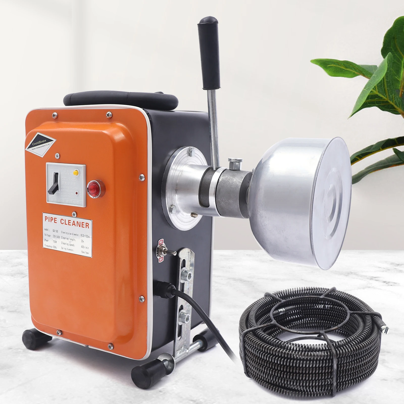 750W Electric Drain Cleaner, Sewer Snake Pipe Cleaning  for Dredging Indoor Sewage Pipes