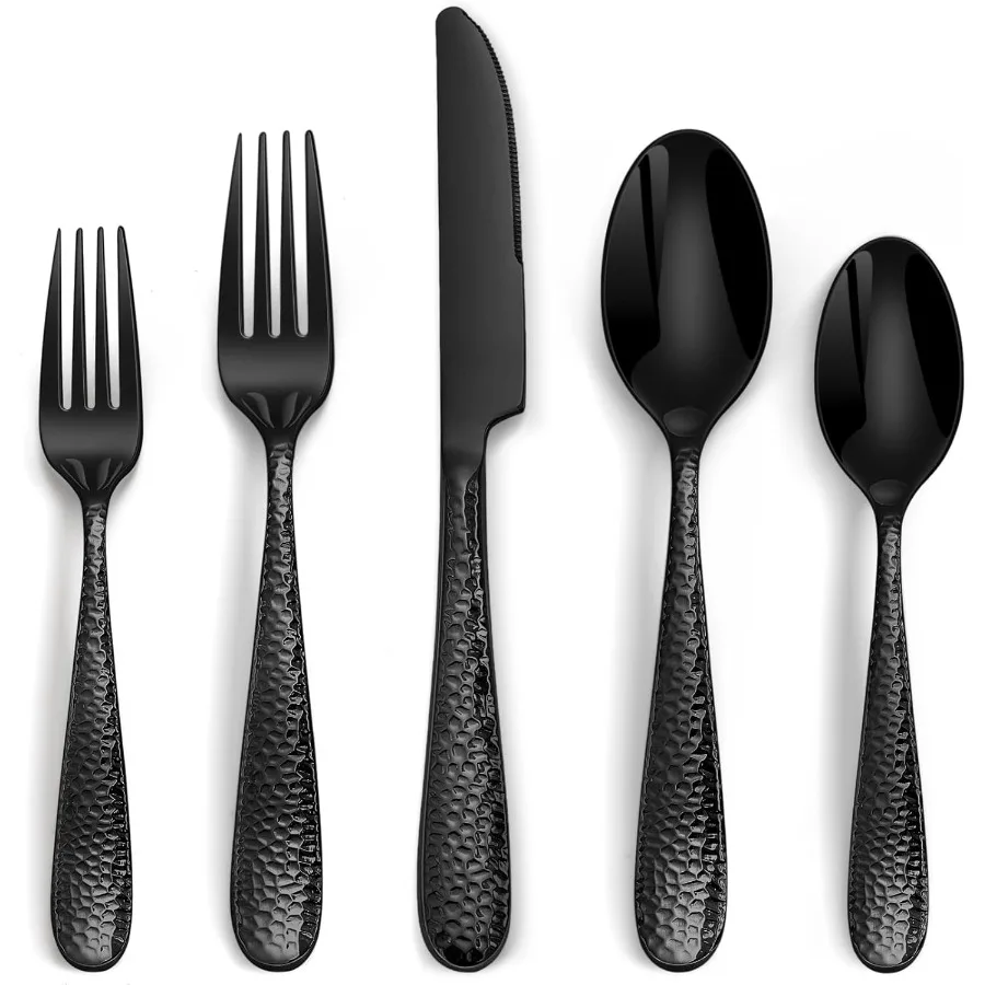 

Набор столовых приборов из черного кованого серебра из 40 предметов, набор столовых приборов из пищевой нержавеющей стали для 8 столовых приборов с зеркальной полировкой для H