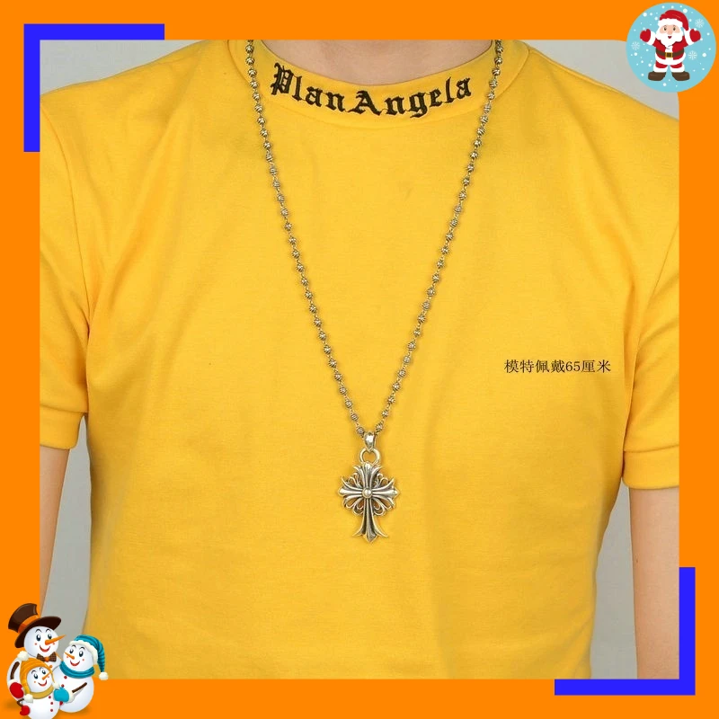 High Version Cross Pendant Necklace Retro Trend Anchor Niche Pin Collarbone Men and Women The Same Style