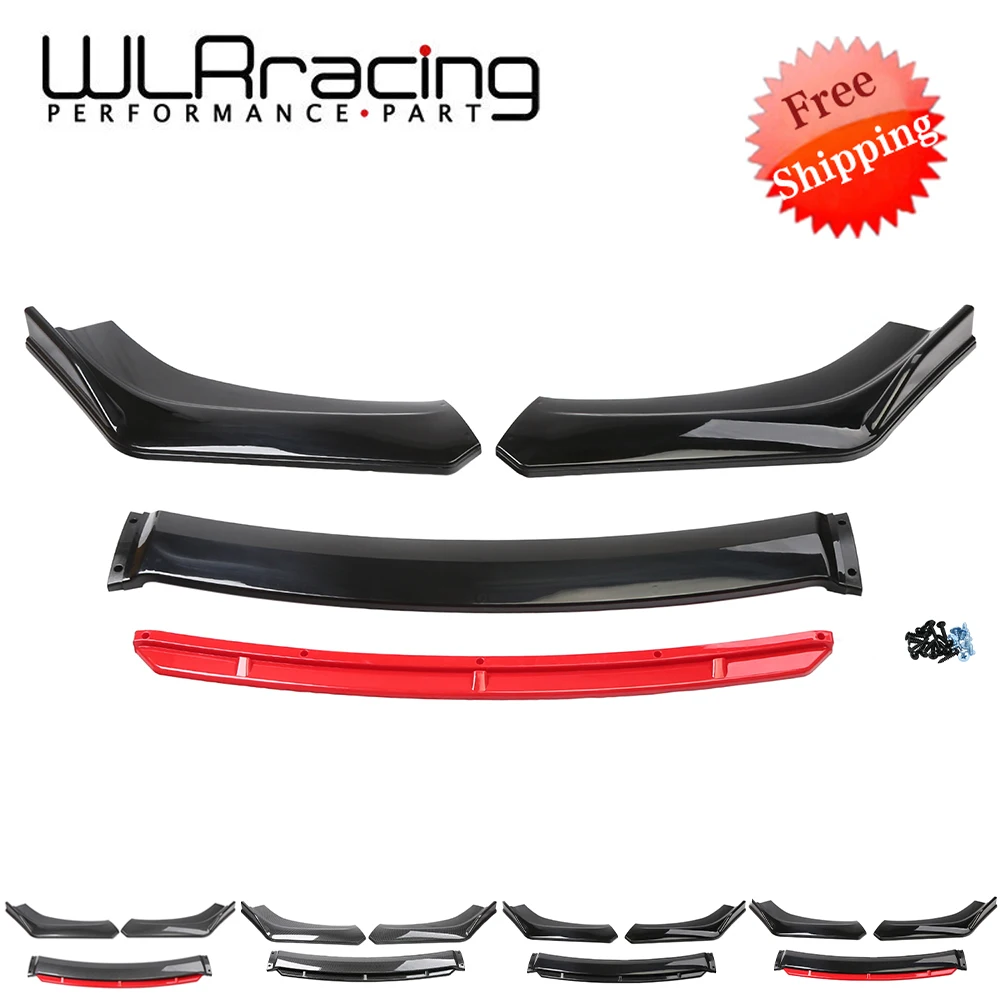 4PCS Universal Car Front Bumper Lip Body Kit Spoiler Canard Splitter Diffuser Red White Carbon Fiber Front Lip Chin Bumper