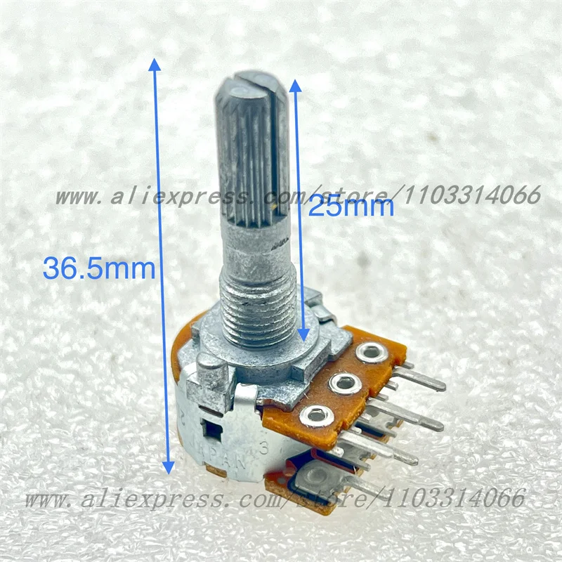 10PCS Japanese ALPS16 B10K A50K A100K  25MM axis potentiometer imported fever sound box, power amplifier, volume dual 6-pin