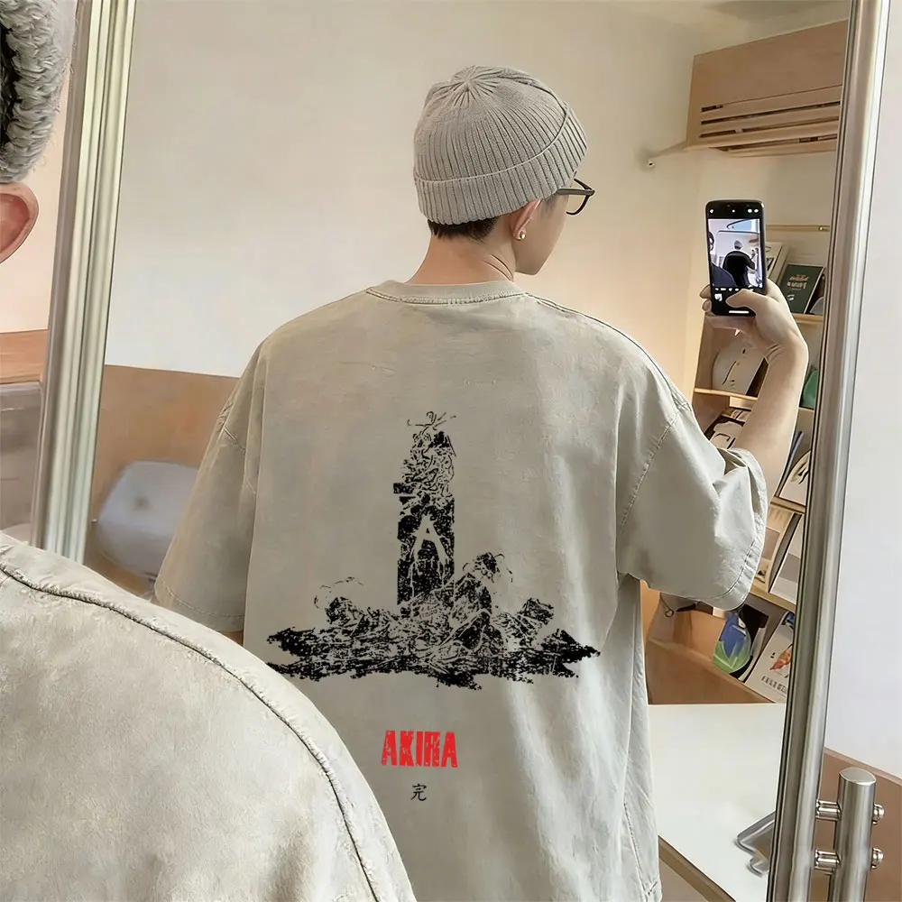 

Japanese Science Fiction Cartoon Movie Anime Akira Shotaro Kaneda Vintage Washed T-shirt Fans Gift Men Manga Oversized T Shirts