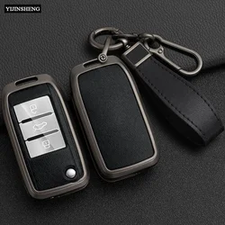 Zinc Alloy + Leather Car Key Case Cover For MG MG3 MG5 MG6 MG7 ZS GT GS For Roewe RX5 350 360 750 Flip Key Protector Shell Fob