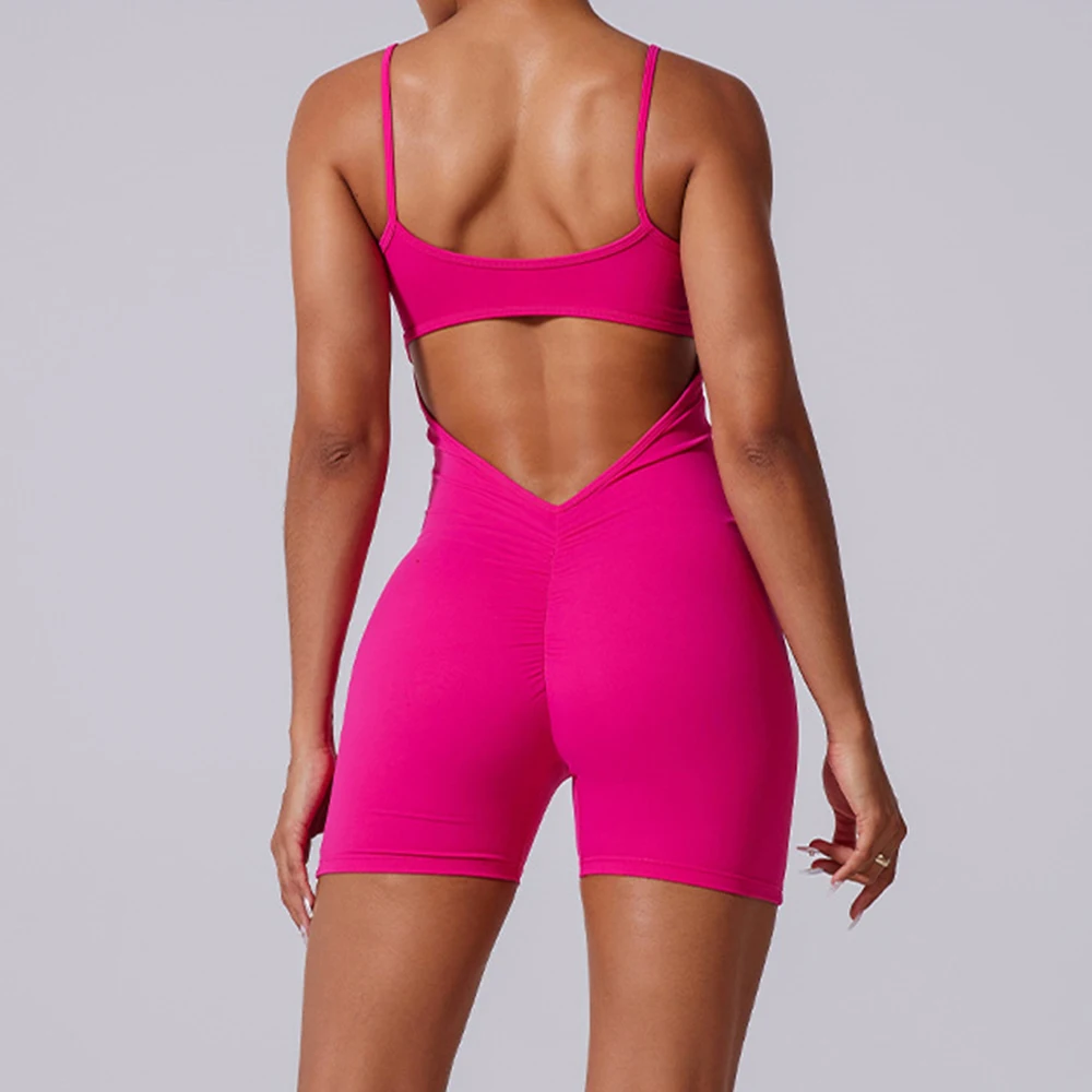 

New V Back Scrunch Yoga Jumpsuit Women Gym Rompers Sleeveless Sports Bodysuits Women Tracksuits One-Piece Suit Yoga Clothing