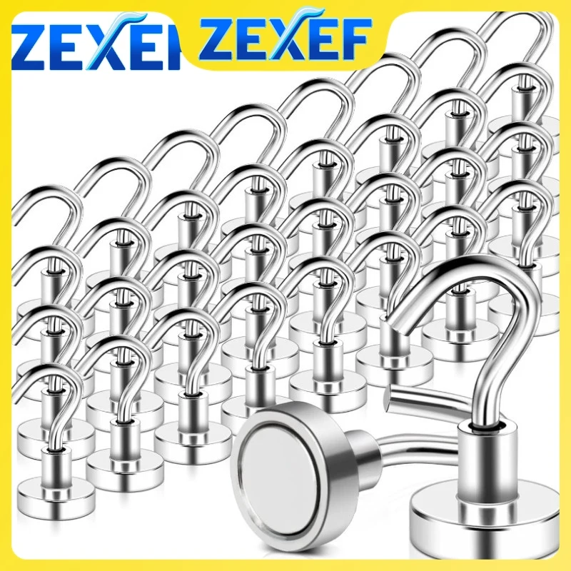 ZEXEF Multi Purpose Metal Strong Magnetic Storage Hooks for Door Kitchens Refrigerators and Garage Walls Storage Hooks