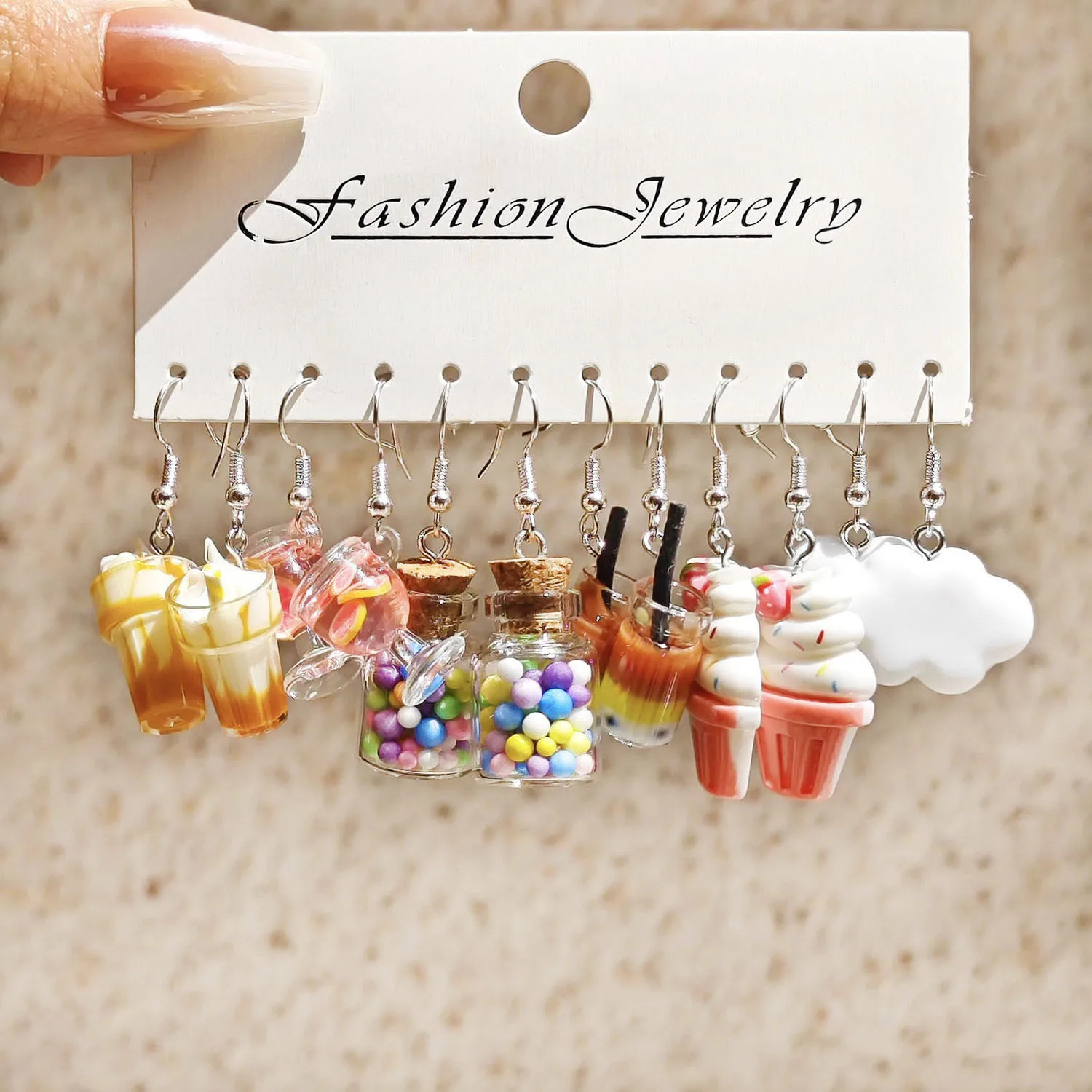 10pcs Resin Animal Pendant Earrings: Sweet and Artistic Floral Butterfly Milk Tea Design