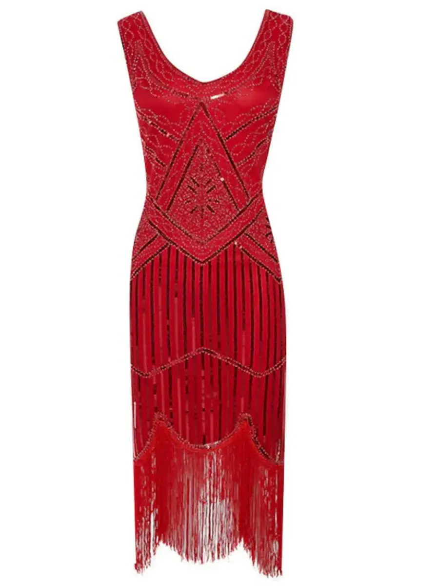 Retro Tassel Dr for Stage Performance And Dance Par 920S Sle Polyester Material Spring Collection by xiao