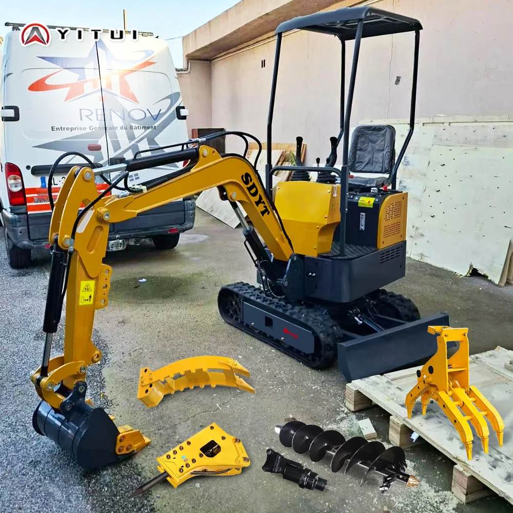 Consegna gratuita del motore Kubota Mini escavatore personalizzato da 1,2 tonnellate Piccolo escavatore domestico multifunzionale