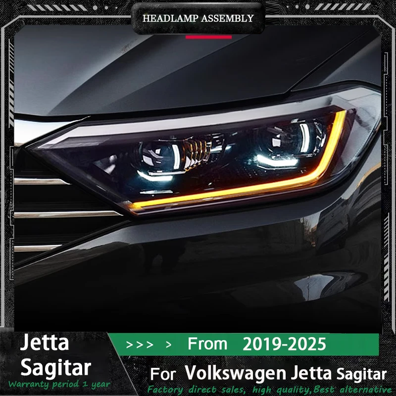 

Фара для VW Jetta Sagitar MK7, светодиодная фара 2019-2025, фары MK7 DRL, указатель поворота, дальний свет, проектор «ангельский глаз»