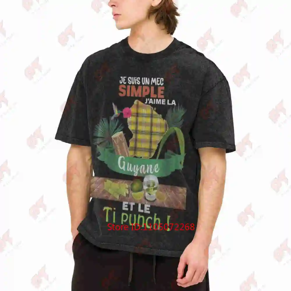 Guyana Madras Rum Ti Punch Aperitif Mojitos Vintage Washed Tee Pure Cotton T-Shirt