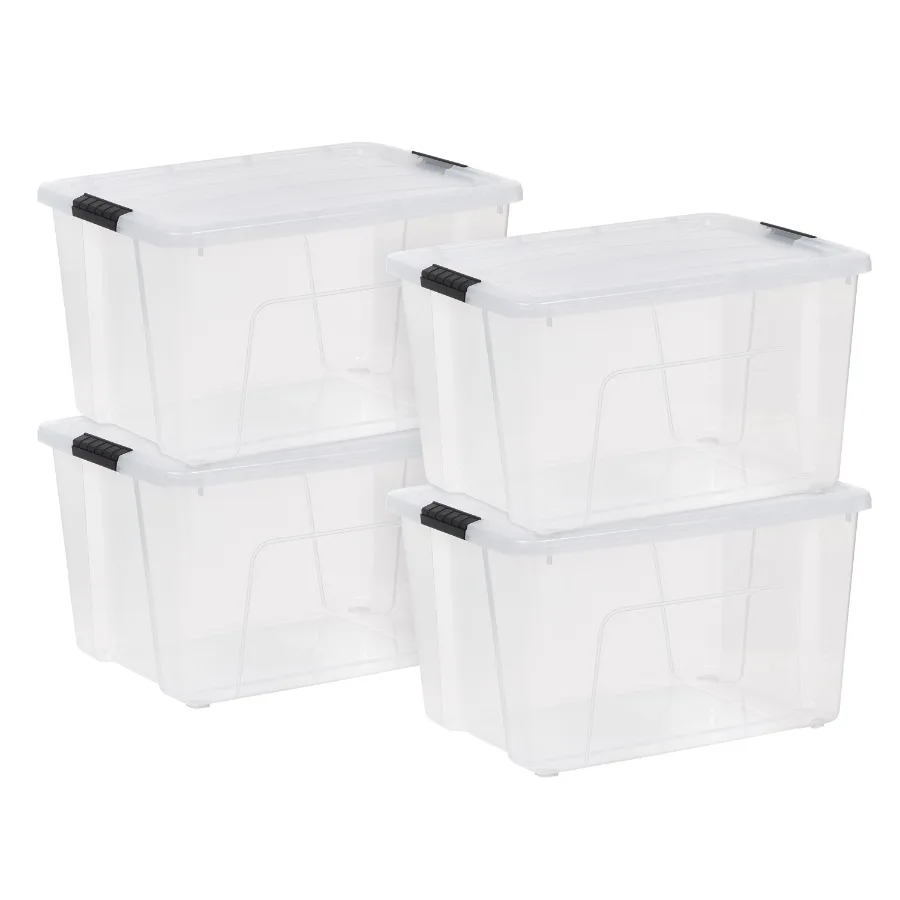 

IRIS 60 Qt. Plastic Storage Bins with Lids, Stackable Storage Containers, Totes, 4 Pack