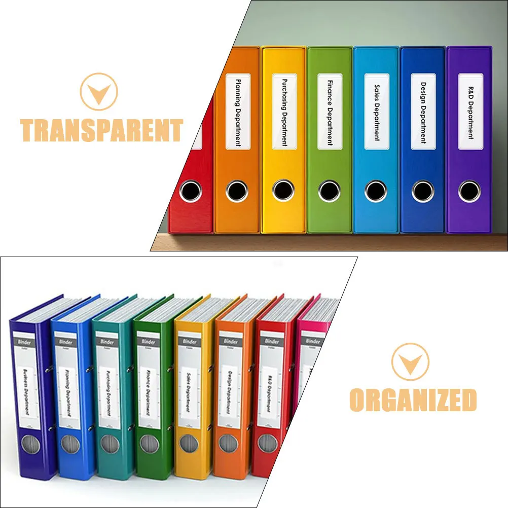 40Sets Multipurpose Clear Label Pockets Self Stick Plastic Sleeves for Index Cards Documents Office Filing System Organization