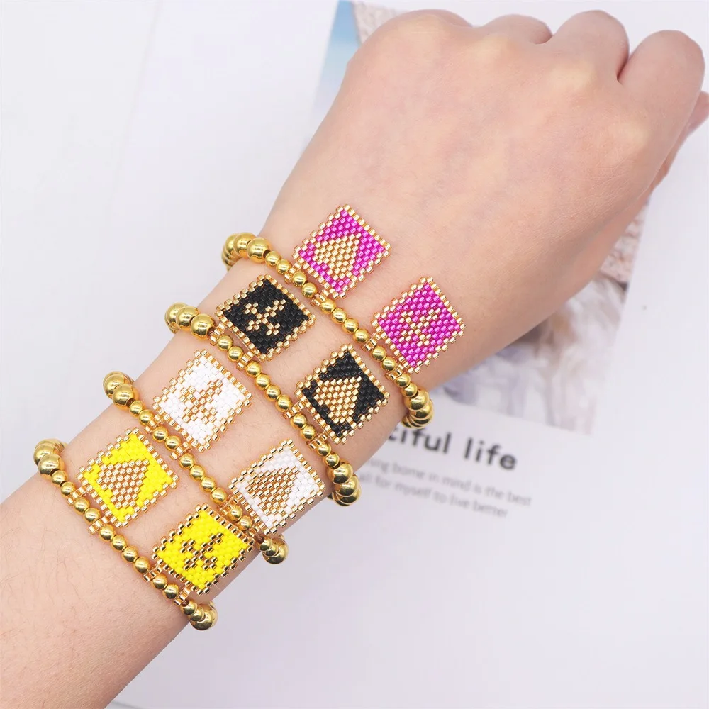 2023 New Fashion 4-6mm Steel Ball Bead Bracelet Love Cross Rice Ball Hang Tag Bohemian Wind Hand