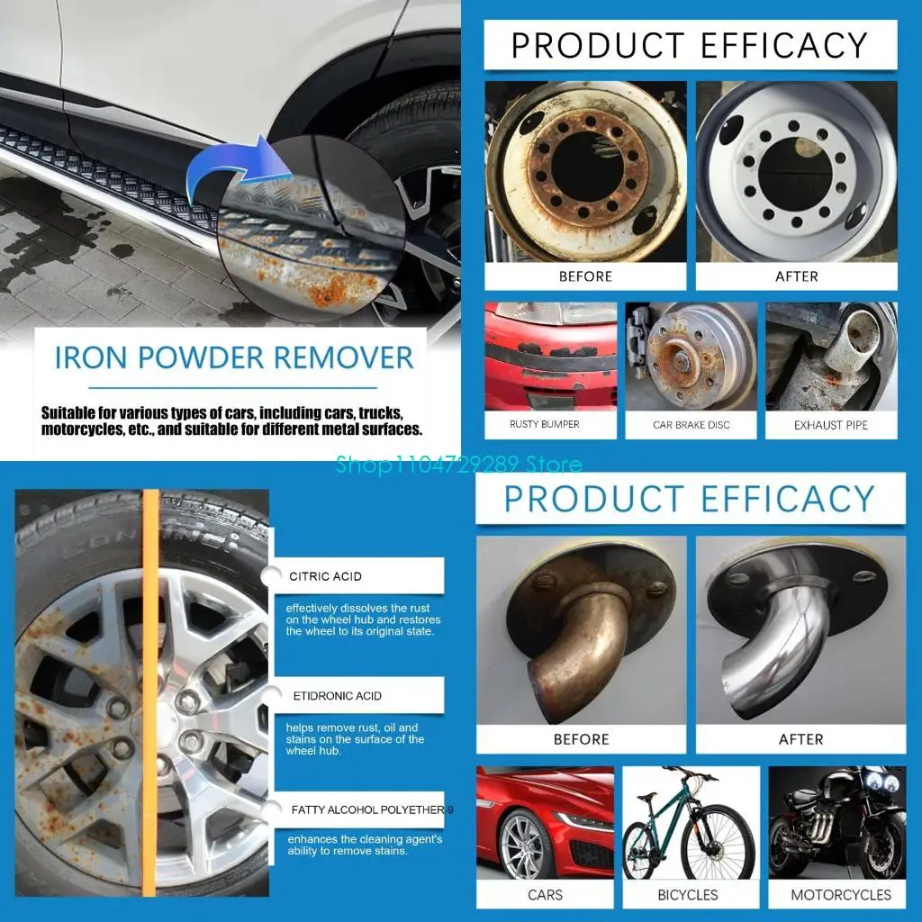 

D8KE Automobile Metal Rust Removal Sprayer Auto Wheel Parts Paint Antirust Cleaner