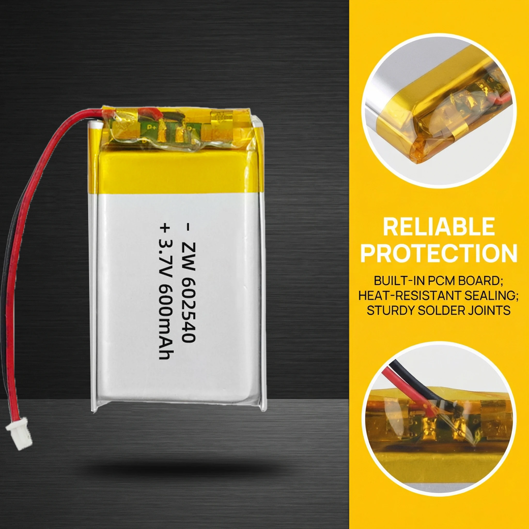 3.7V 600mAh 602540 Li Polymer Lithium Battery for 302540 402540 502540 702540 802540 122540 902540 102540 Bluetooth Headset