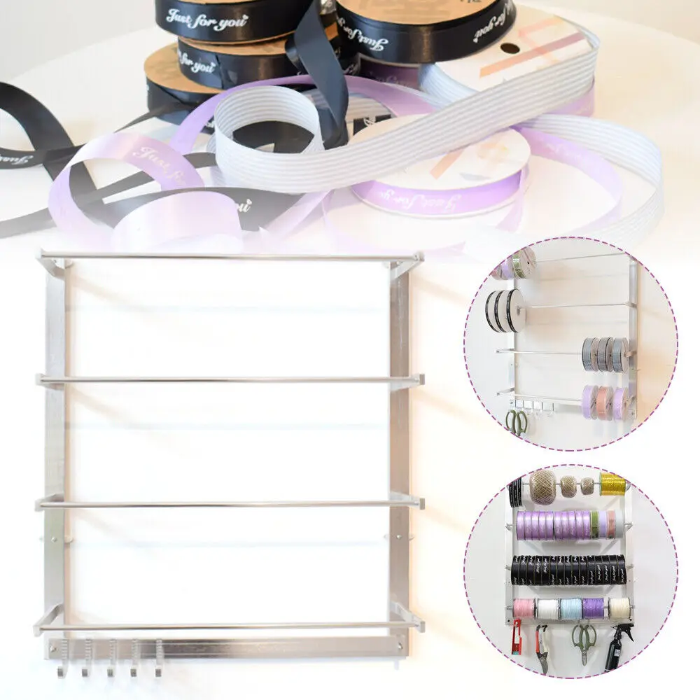 Wire Spool Rack Wall Mount Thread Rack Ribbons Roll Storage Cable Dispenser Sewing Tool Thread Holder Organizer