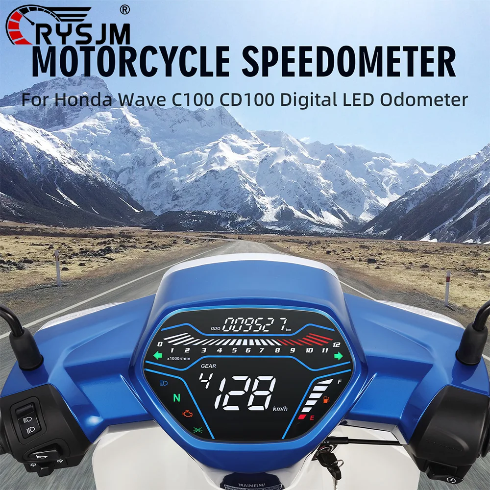 Motorrad-Tachometer, weißes LED-Mehrzweck-Armaturenbrett, Drehzahlmesser für EX5 Class1 CX DX Honda Wave CD100, digitaler Geschwindigkeitszähler