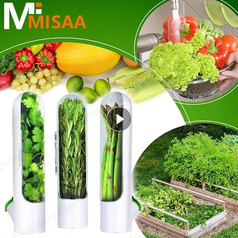 Herb Saver Storage Container Fresh Herb Keeper Vanilla Vegetables Fresh Preservation Bottle Refrigerator Storing Kitchen Tools