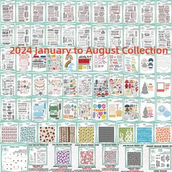 Gonme Dies 2024 January to August Collection Metal Cutting Dies Clear Stamp Stencil Mold Craft Decoration Embossing Template DIY