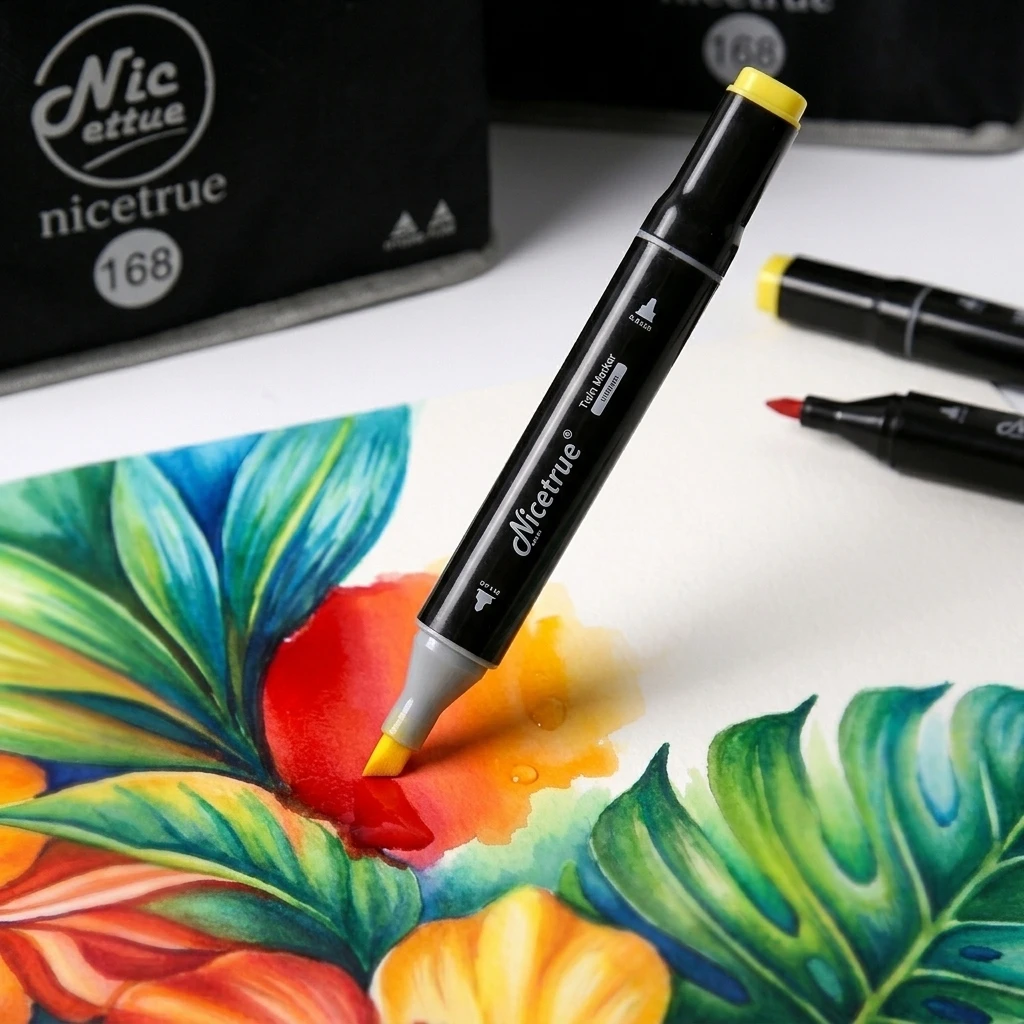 

Nicetrue Twin Tip Sketch Drawing Markers Alcohol-based Flexible Brush Tip Ergonomic Comfort Perfect for Anime Illustration and Character Sketch Joy For Anime Fans and Otaku Manga Readers Professional Artist Markers Quality Set Marker Set Creative Art Kit