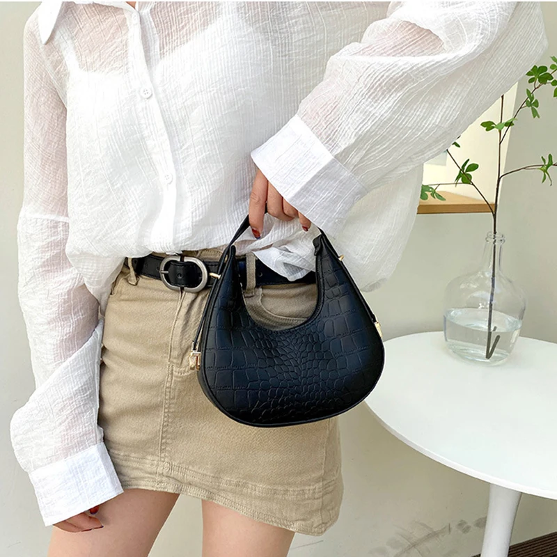 Luxury Design PU Leather Shoulder Hobo Bag Women Small Clutch Handbag Purse Female Underarm Bag Fashion Travel Shopper Totes