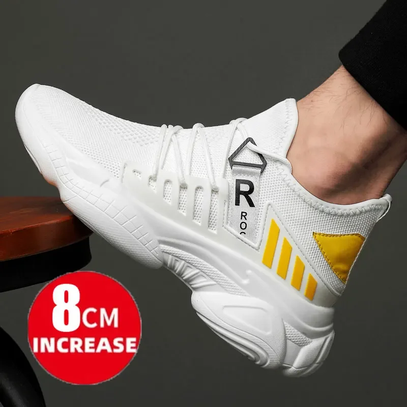 Sneakers Tall Man Elevator Shoes for Men Leisure Height Increase Insole 8cm Casual Mesh Summer Running Shoes Breathable Luxury