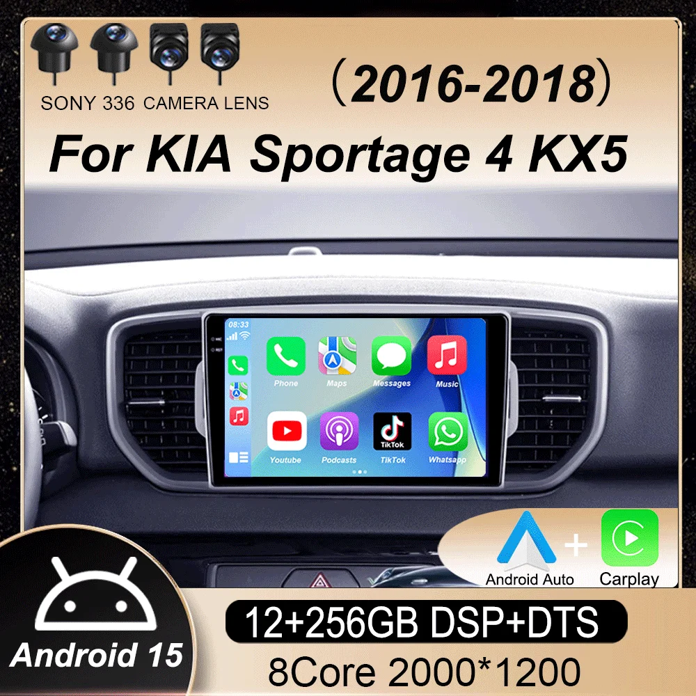

Android 15 For KIA Sportage 4 KX5 2016 2017 2018 Wireless Carplay QLED Car Radio Multimedia Video Player 4G Navigation MP5 DVD