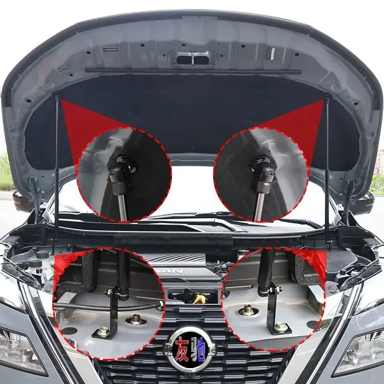 

Амортизаторы капота для Nissan Rogue T33 X-Trail T33 2021-2026, передние газовые упоры капота, модифицированные цилиндры, подъемные стойки, амортизационные прутки