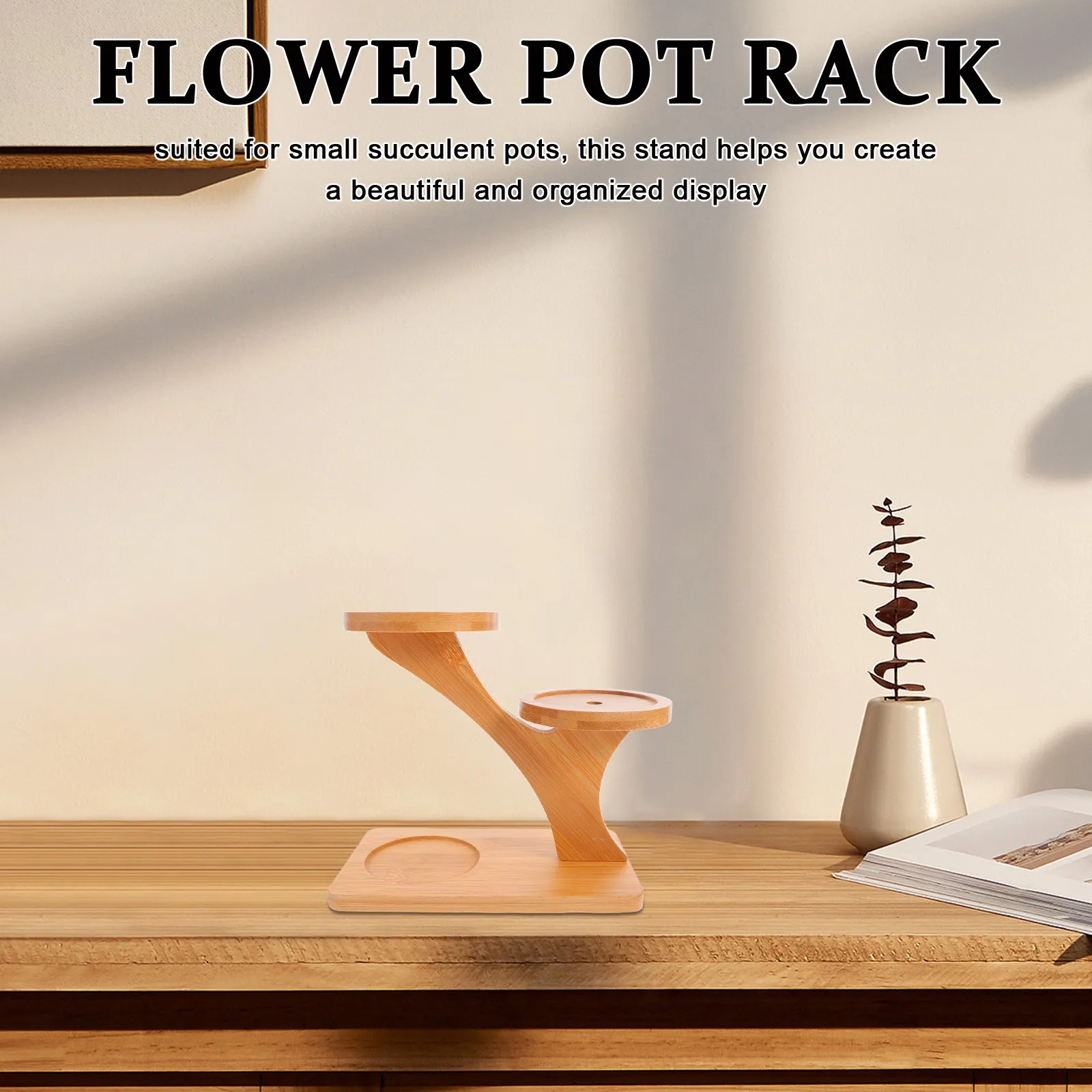 Wooden Multi-Level Succulent Stand for Small Indoor Plants – Desktop Flower Pot Rack & Windowsill Plant Display Shelf