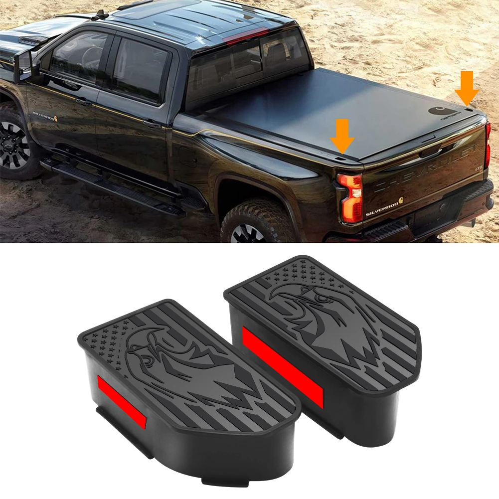 2PCS  Truck Bed Rail Stake Pocket Cover Caps Rail Hole Plugs For Chevrolet 1500/GMC 1500 20-22 Silverado Sierra 2500 3500 HD