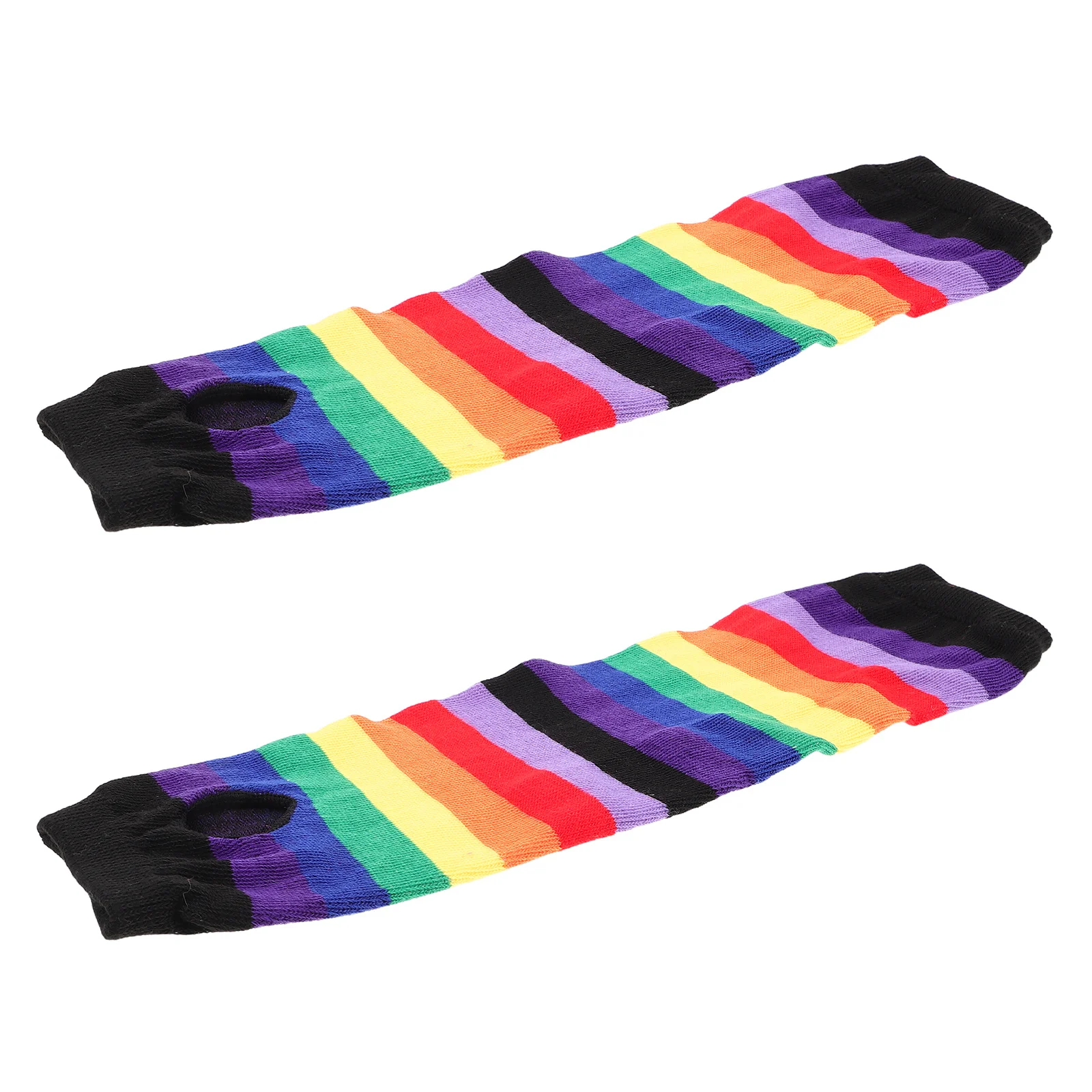 Luvas de malha arco-íris sem dedos, listradas vibrantes, acessórios para festa do orgulho, material macio e aconchegante, aquecedores de braço longo, guarda-roupa de inverno