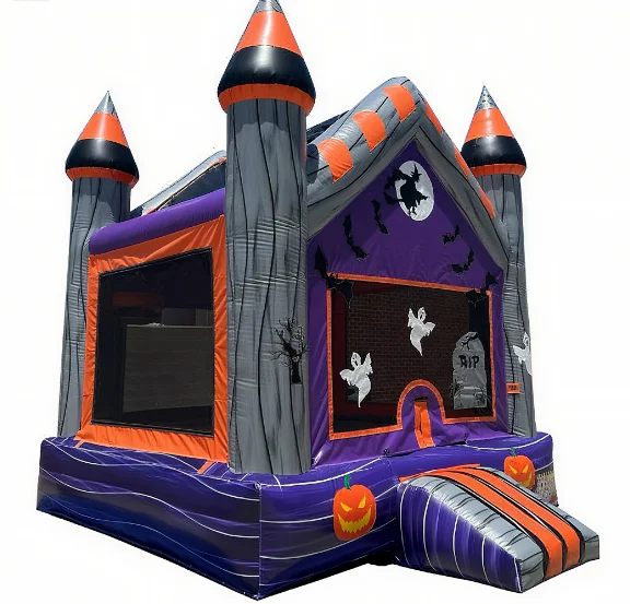 Inflatable Bounce House Pumpkin, PVC Halloween Theme, Ghost Skeleton Jumping Castle for Kids Commercial Use