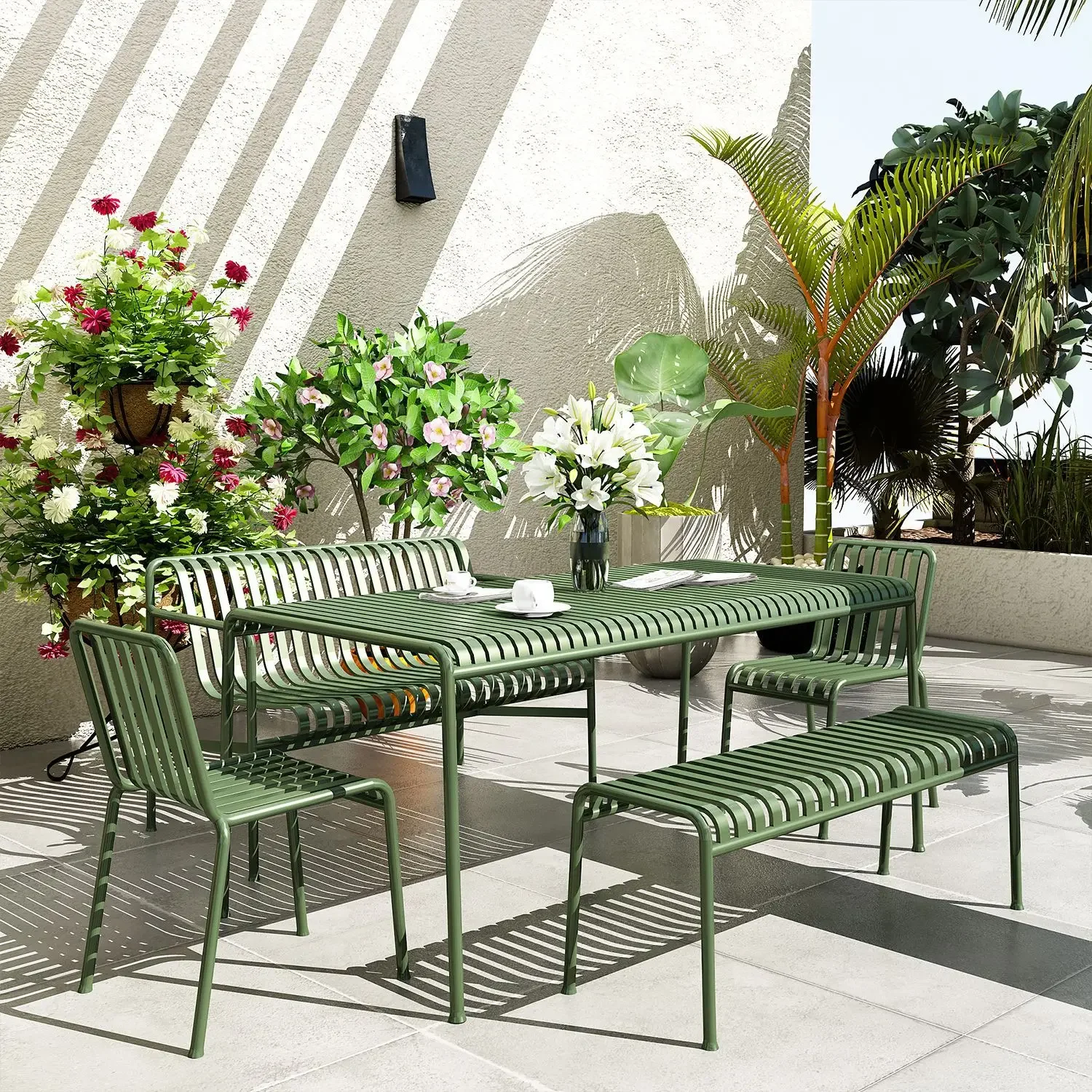 Leisure Garden Chairs Patio Outdoor Metal Table And Chairs Set Villa Courtyard Restaurant No Rust Dining Table And Chairs set