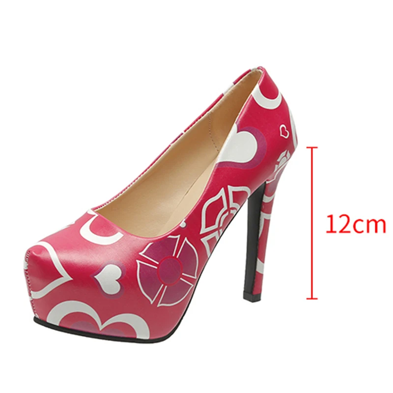 Skeleton Print Lady high heels Skull Pattern Women Party Wedding Banquet Shoe Sexy Platform Pumps Big Size