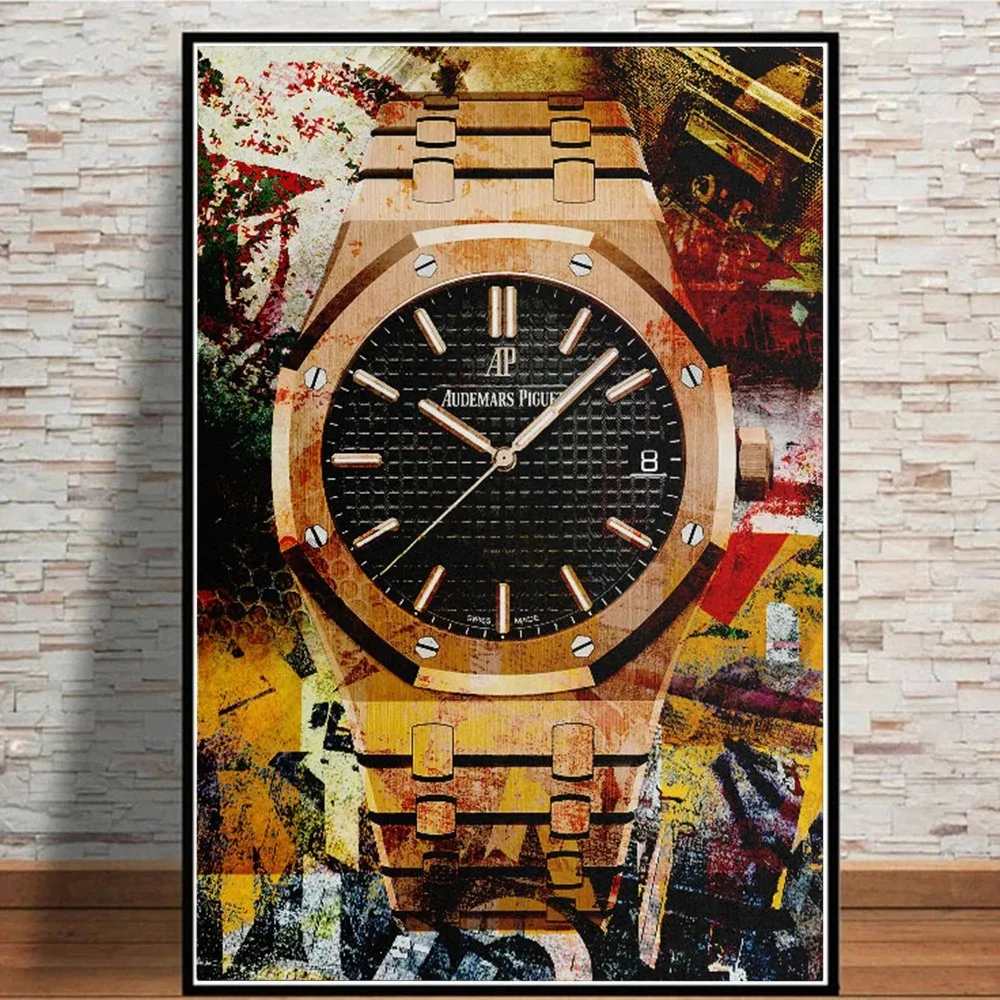 Graffiti Luxury Watches Crown Everose Rose Gold Poster and Prints Wall Art Canvas Painting For Living Room Home Decor HD Picture