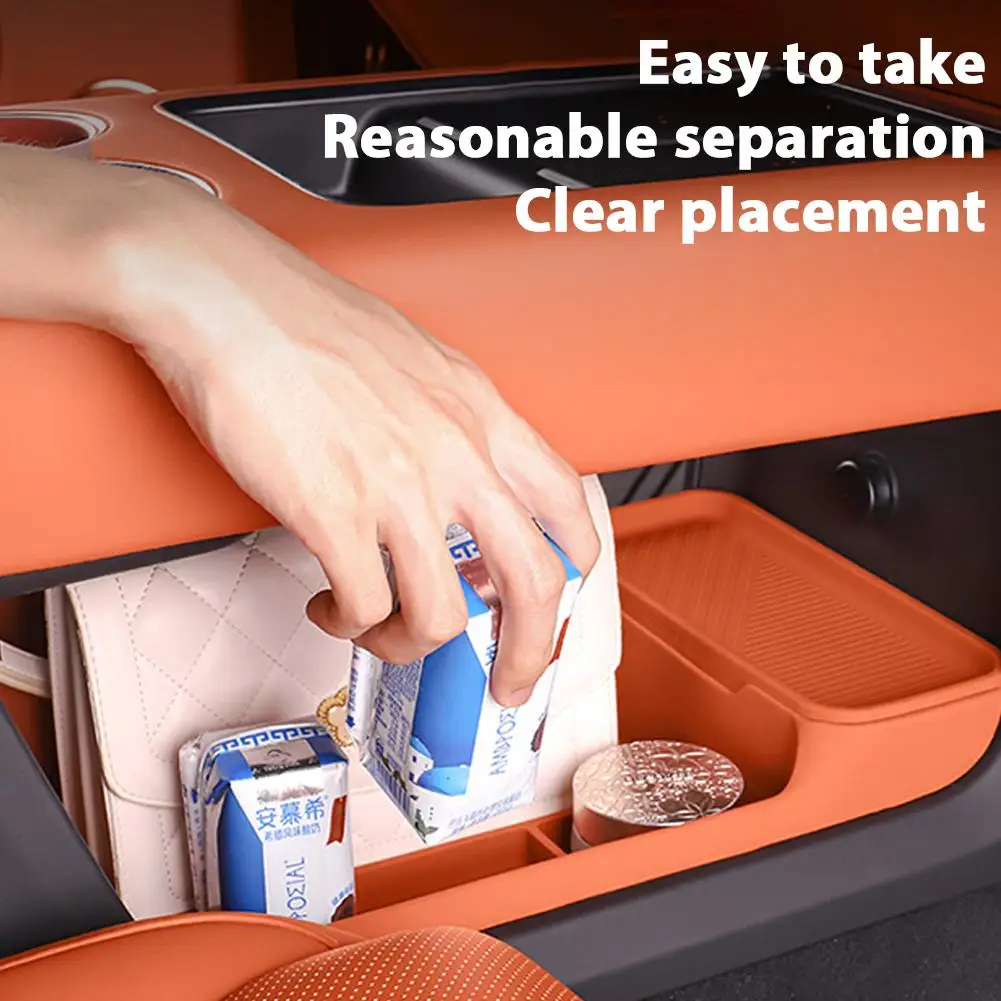 صندوق تخزين بطبقة مزدوجة تحت وحدة التحكم المركزية، ديكور داخلي للسيارة من السيليكون عالي الجودة، تعديل حديث لـ LIxiang L8