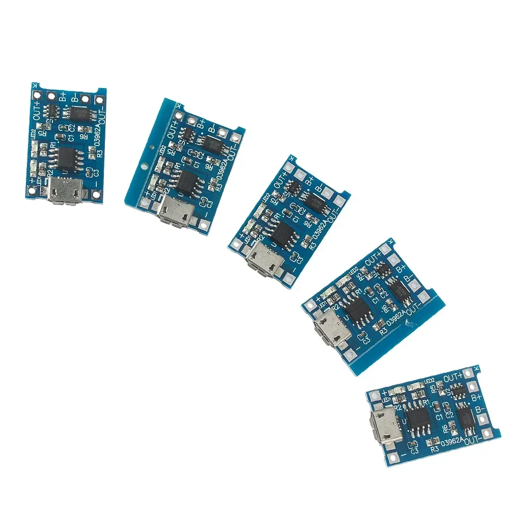 5pcs 5V 1A 18650 Lithium Battery Charger Board, Micro USB Charging Module with Protection Function