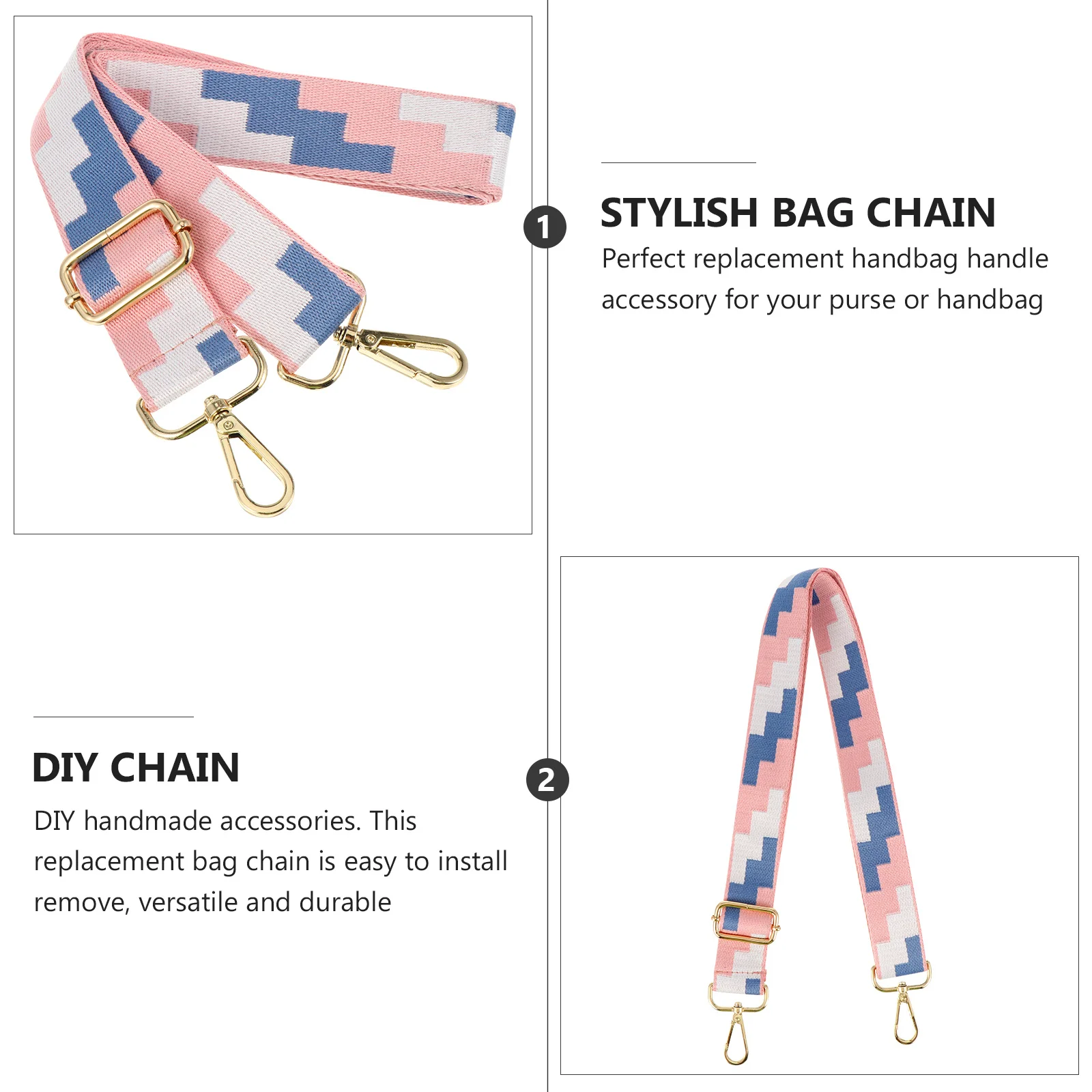 

DIY Shoulder Bag Strap Replacement Classic Durable Handbag Handle Purse Accessory Metal Buckles Easy Install Stylish Replacement