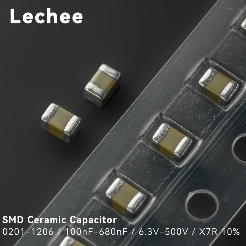 100 unids/lote condensador cerámico SMD 0201 0402 0603 0805 1206 100nF 220nF 330nF 470nF 680nF 0,1 uF 0,22 uF 0,47 uF 0,68 uF X7R 10% 50V