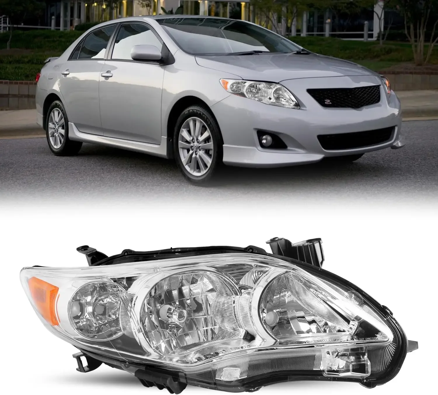 

Замена фары в сборе для Toyota Corolla 2011, 2012 2013, 4-дверная фара в стиле OE, сменный корпус Chorme с янтарем